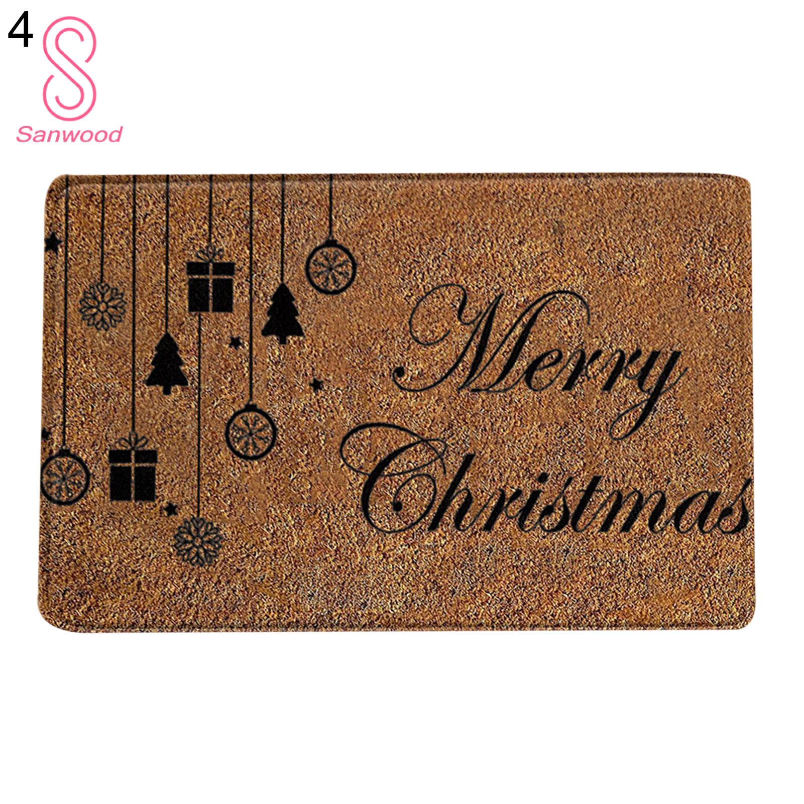 Decorative Doormat Christmas Letter Pattern Anti-Slipping Polyester Indoor Bath Mat Holiday Decor