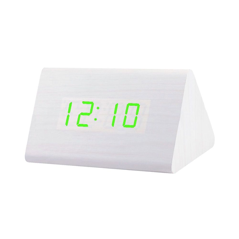 Ehousehold Digital Wooden USB LED Night Light Alarm Clock Thermometer Display Timepiece