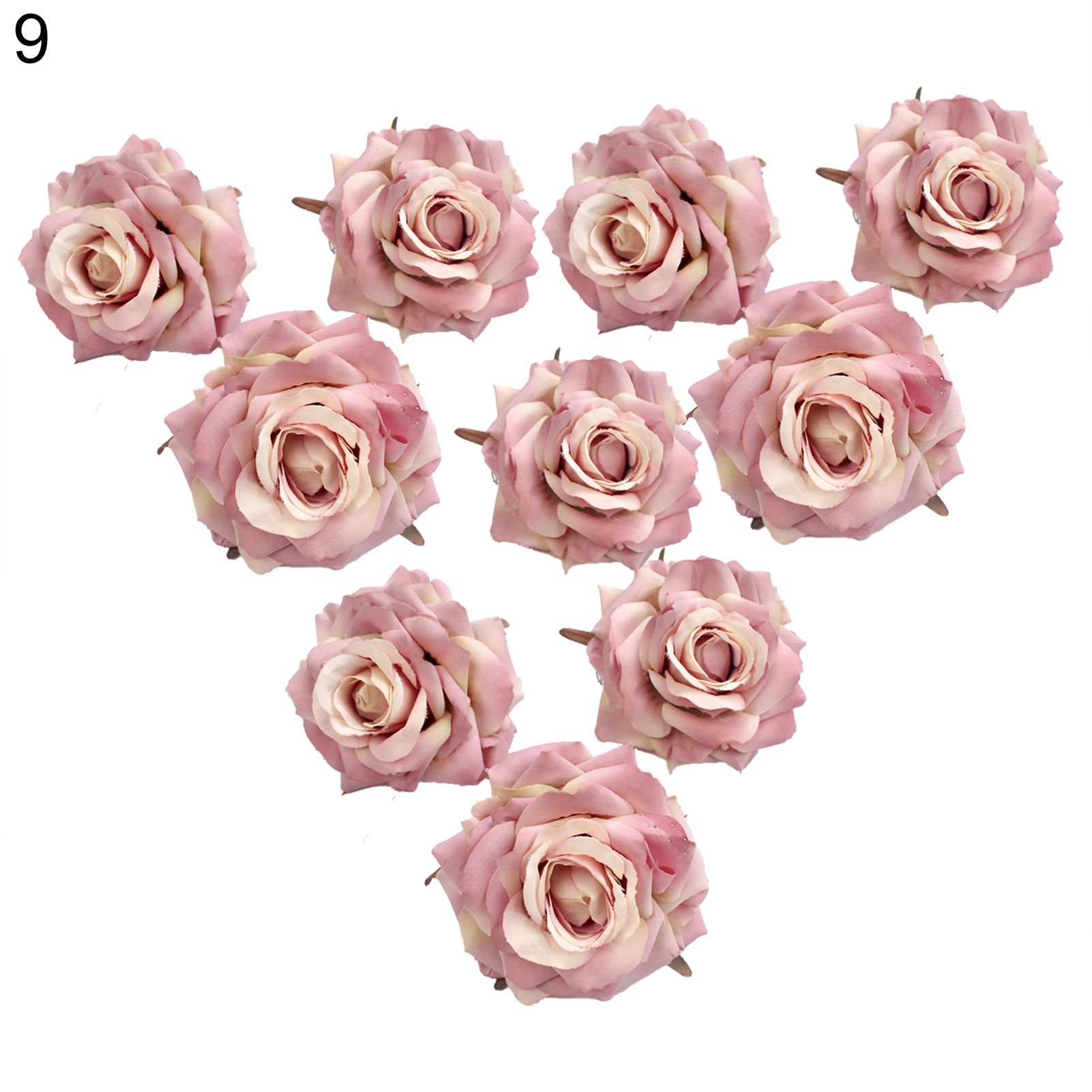 10Pcs Rose Shape Artificial Flower Head Anti-aging Polyester Photography Props Fake Flower Head Home Decor