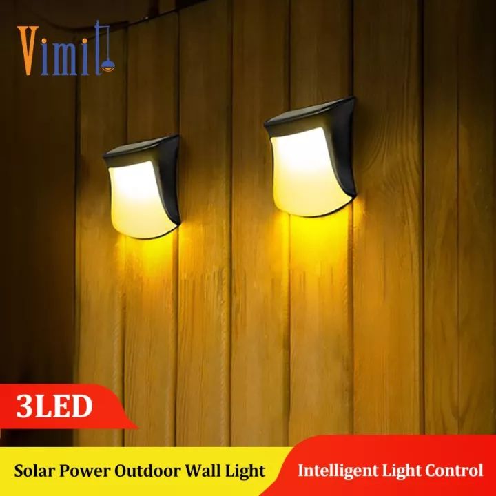Vimite Solar Wall Lights Outdoor Waterproof Automatic Night Light Decorative Warm White Garden Lamp for House Fence Stair
