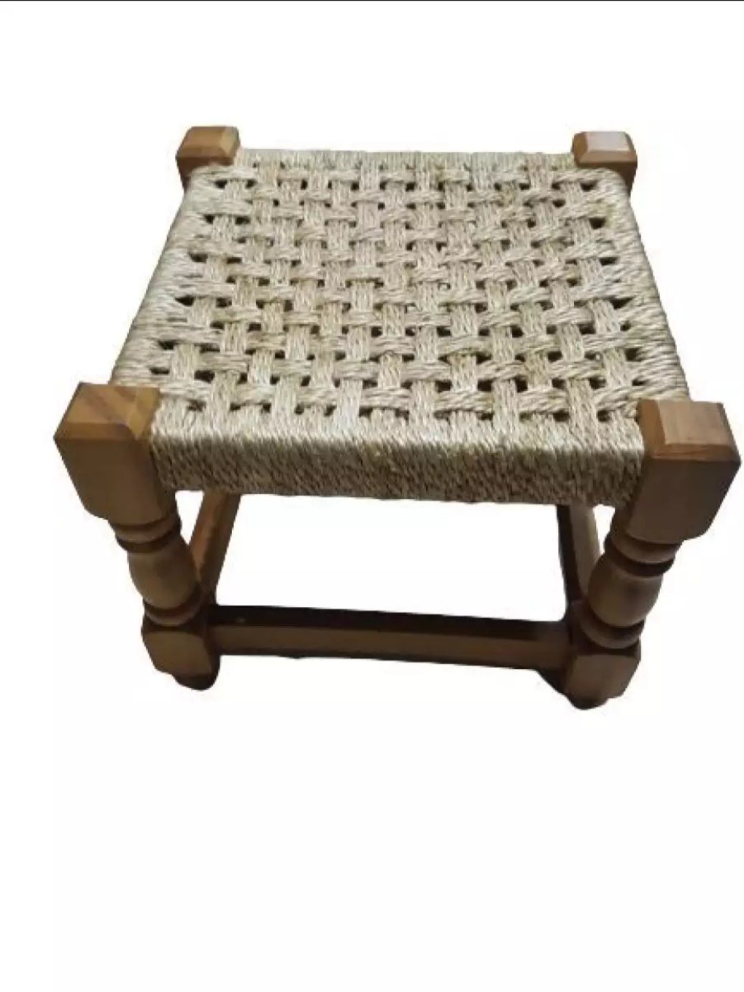 Authcntic woooden stool with jute (বসার টুল)