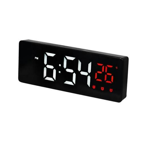 Digital Alarm Clock Mirror LED Night Lights Thermometer Wall Clock Lamp Square Rectangle Multi-function Desk Clocks USB
