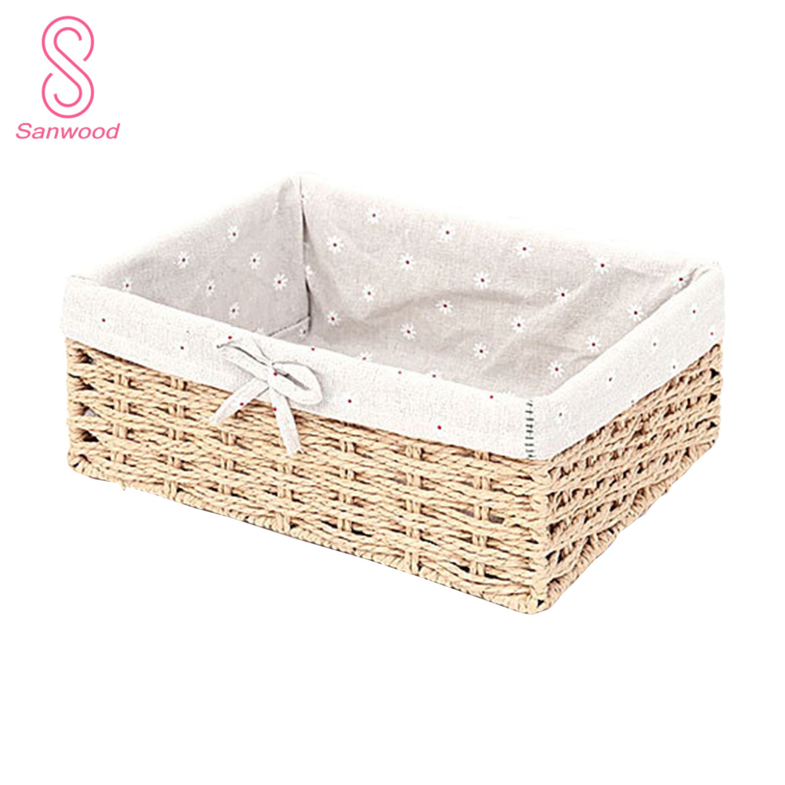 Organizer Basket Eco-friendly Rectangle Rattan Sundries Storage Basket Bin