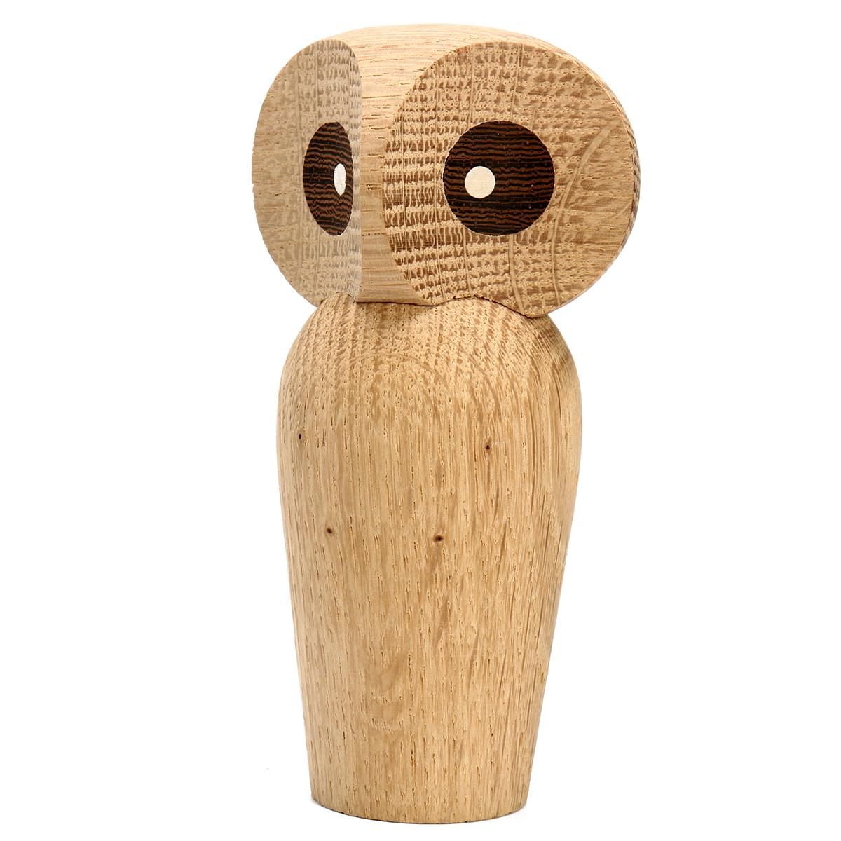 12cm Carved Wood Owl Figurine Home Decor Beauty Gift Cute Ornaments Arts