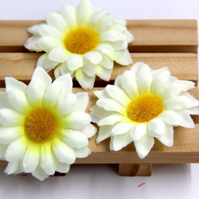 10/20/50Pcs Silk Sunflower Mini Handmade Artificial Flower Heads Wedding Decoration Wreath Gift Box Scrapbooking Fake Flower