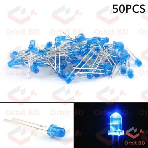 50Pcs LED Blue LED 3mm Round LED Light Emitting Diode Basic Blue LED Light Bulbs For Electronics Project Indicator Front Panels Light DIY