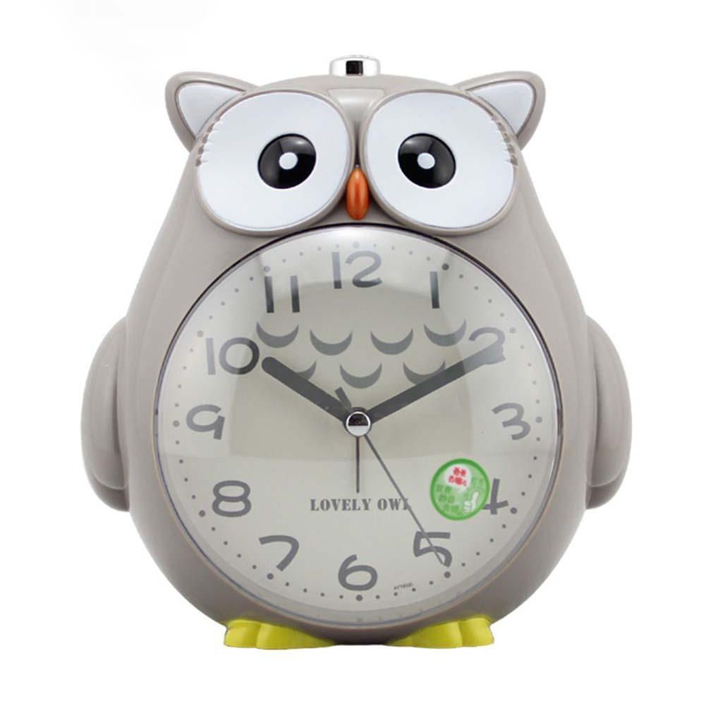 4 Inches Cute Cartoon Owl Shape Alarm Clock Silent Night Light Student Kids Alarm Clock