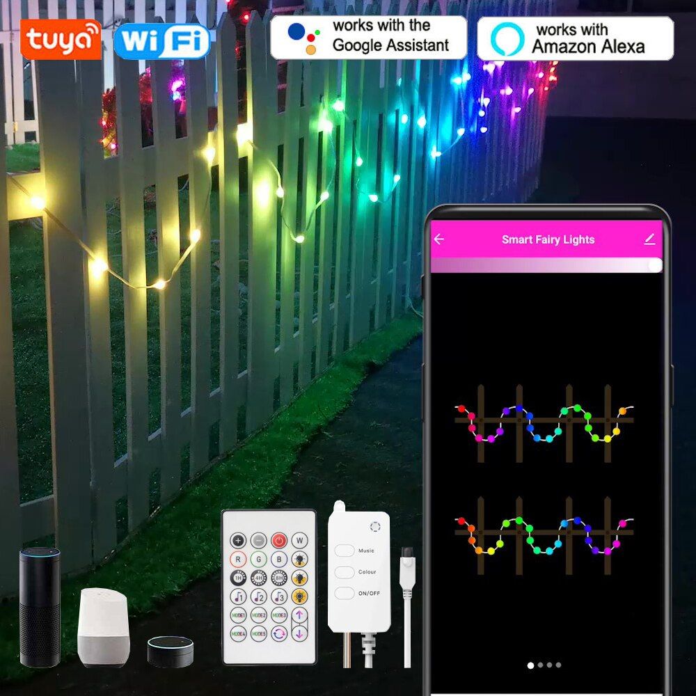 Smart Christmas String Light LED Festoon Garland Lamp for Home Decor APP Control Fairy Lights Garden Fence Decoration Lighting--10m--