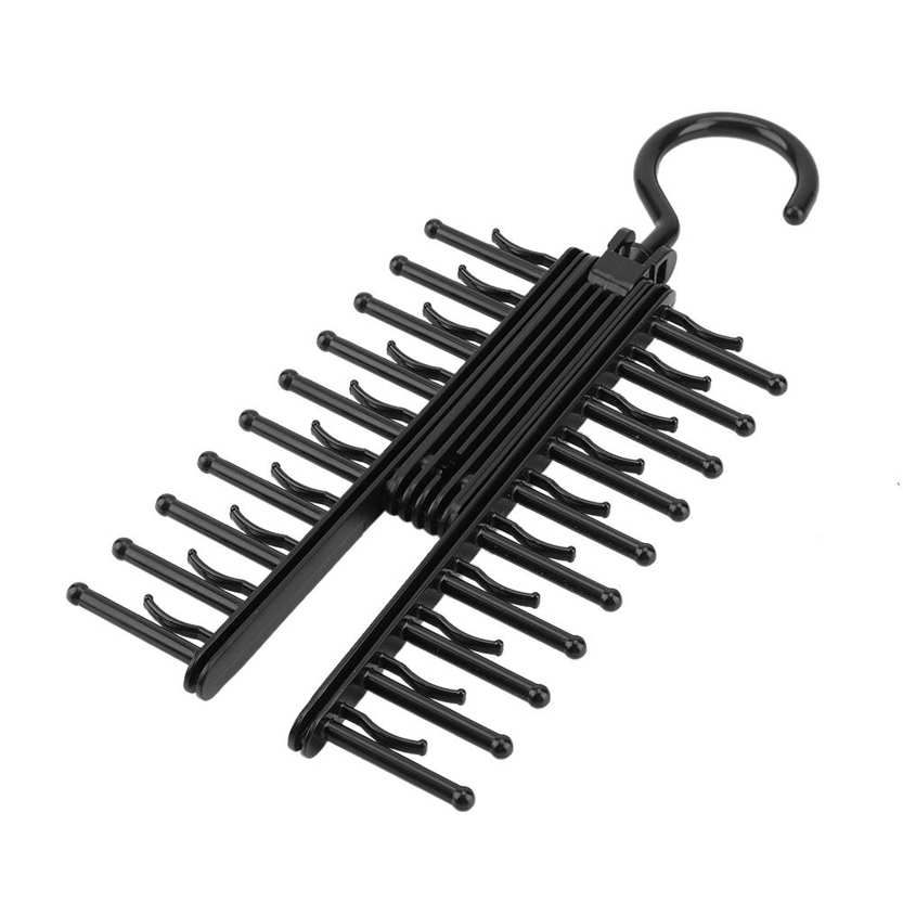 360° Rotation Neck 20 Ties Rack Hanger Hooks Belt Scarf Holder Organizer