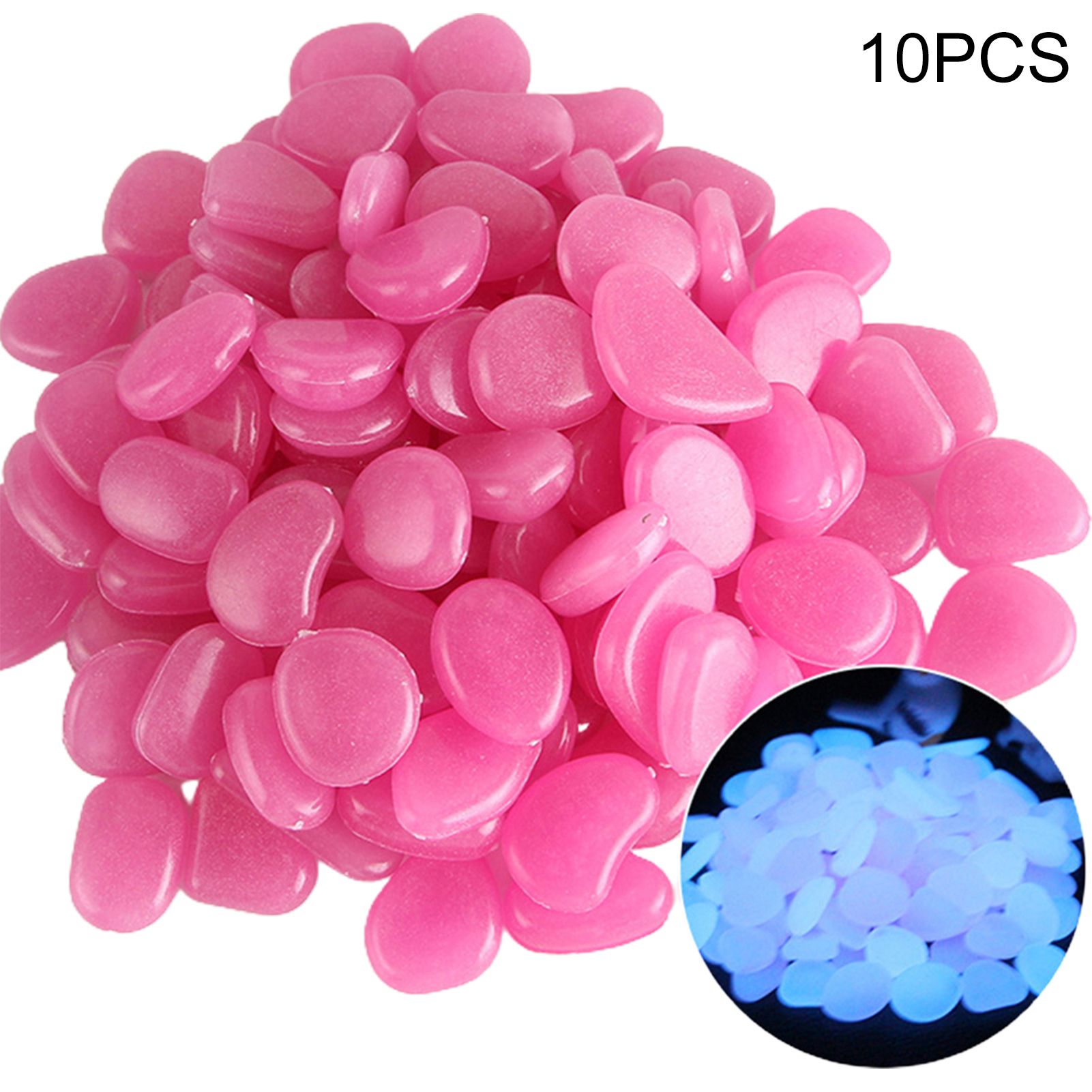 10Pcs Luminous Stones Glow in the Dark Decorative Pebbles Aquarium Ornaments