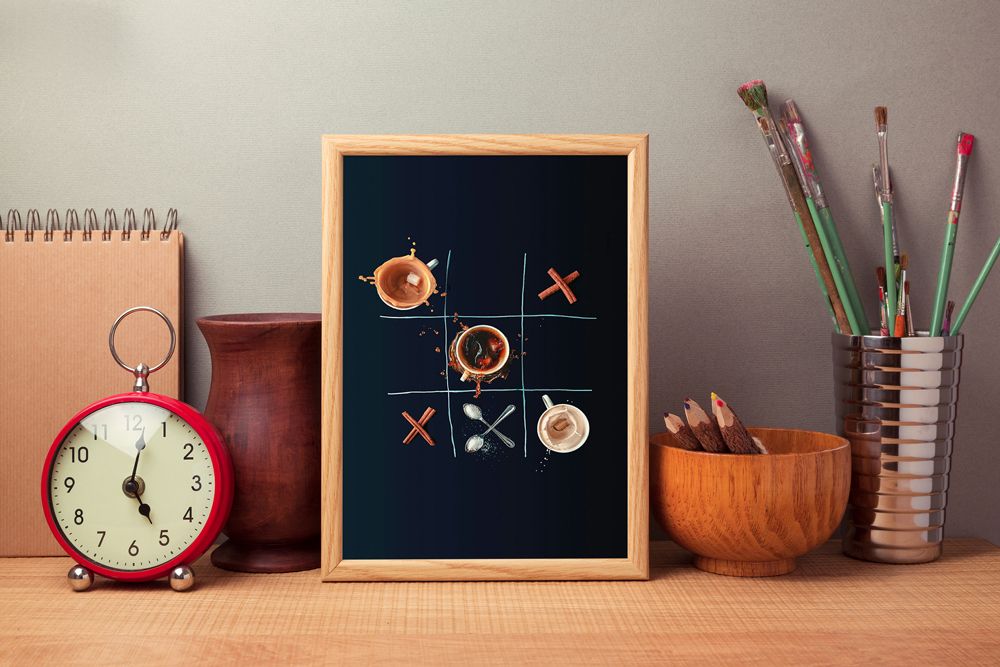 Glass Photo frame for wall decoration Brown color frame Size 9 inch by 13 inch