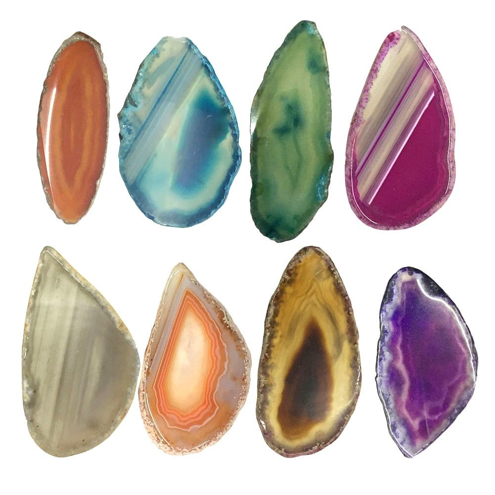 Agate Slice Coaster Brazil Raw Gemstone Crystal Ornament Home Decor Nature Colorful Alagate Bead Polished Quartz Random Color