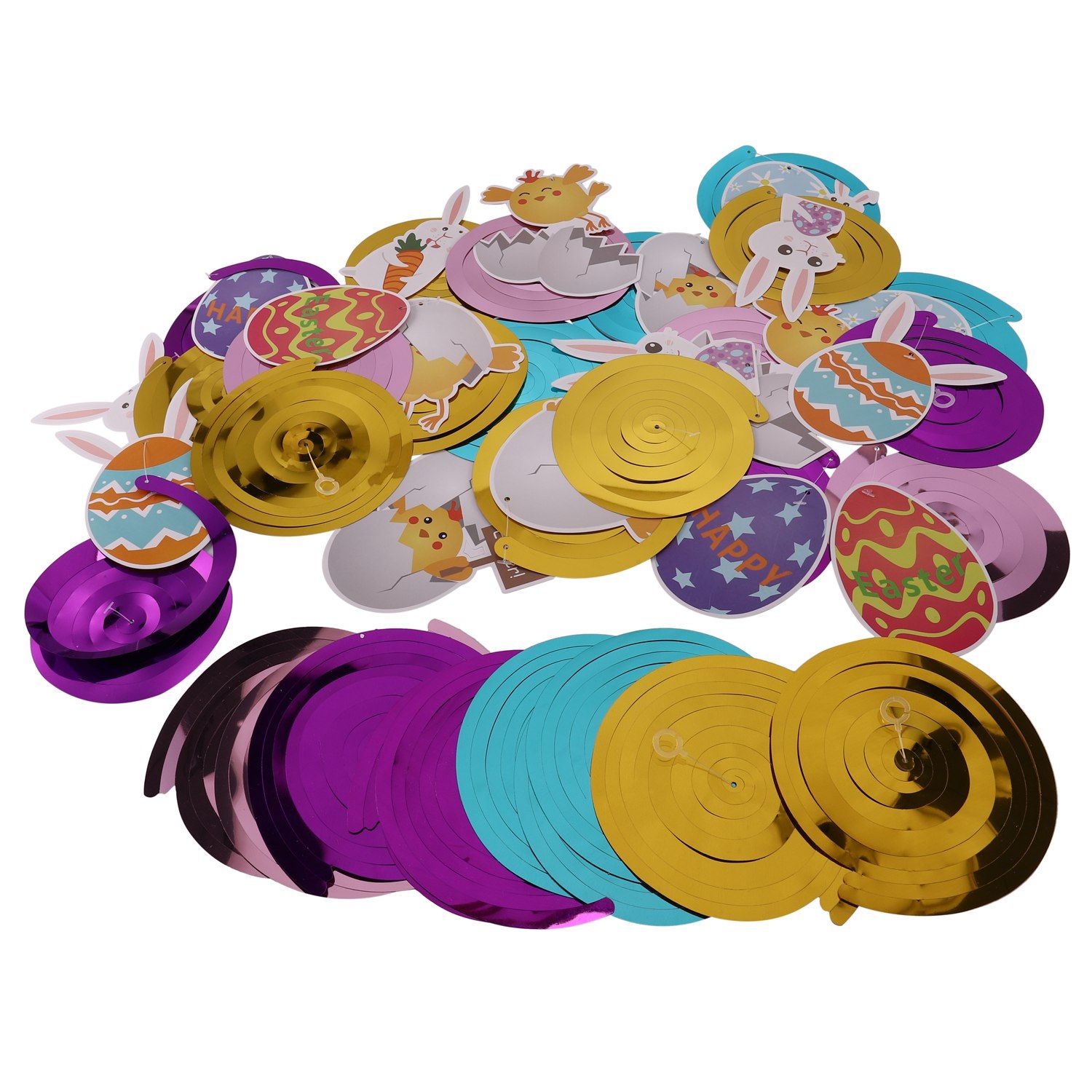 30Pcs Easter Swirls Decoration Party Ceiling Garland for Easter Birthday Party Wedding Outdoor Garden Home Office Decor Kit Supply