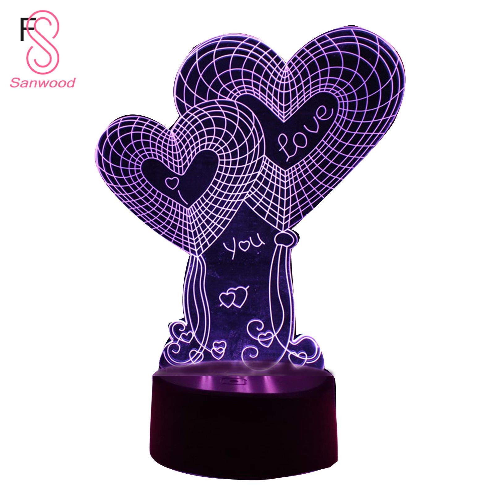 7 Colors 3D LED Touch Night Light Table Lamp Home Decor Valentines Day Gift