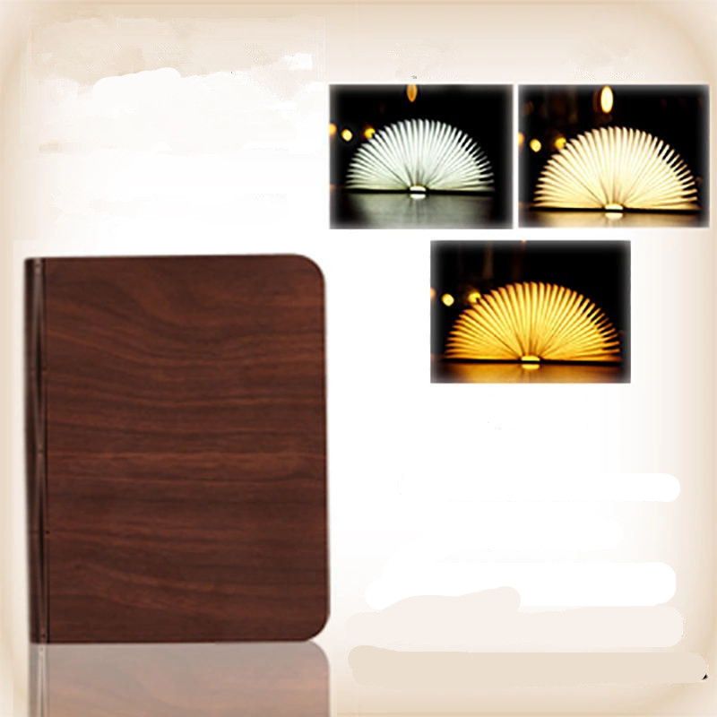 Yfashion Portable USB Rechargeable LED Light Foldable Wooden  for e Decor