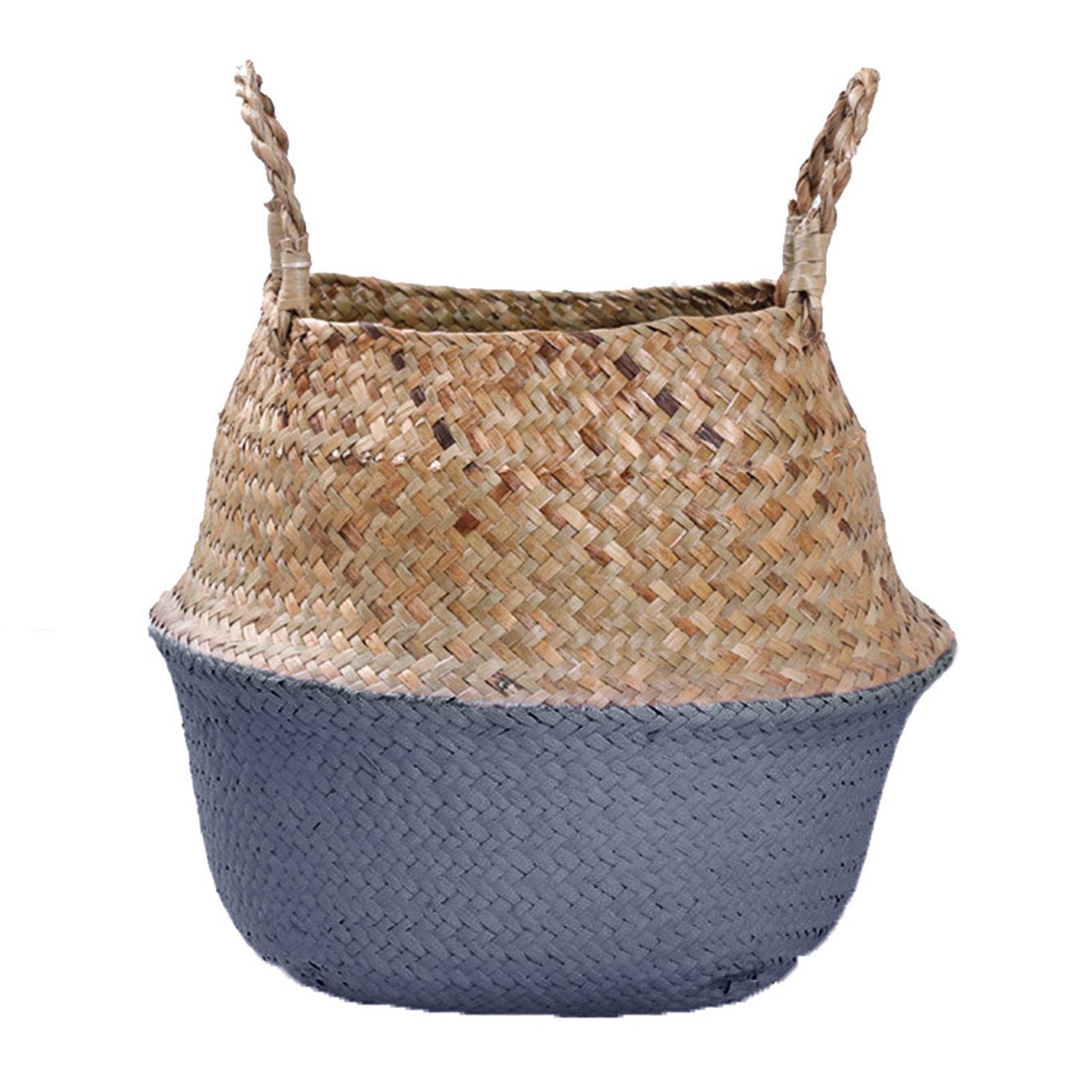 Rustic Foldable Wicker Rattan Baskets Seagrass Kids Room Toy Laundry Straw Basket Garden Accessories