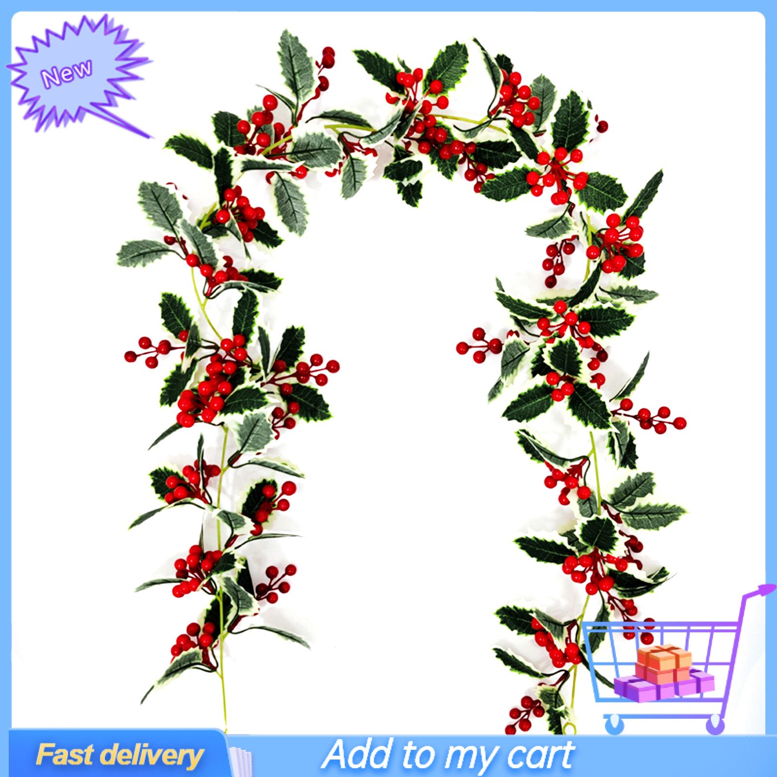 Vines Eye-catching Wide Application Plastic Artificial Red Fruit Rattan Garland for Christmas