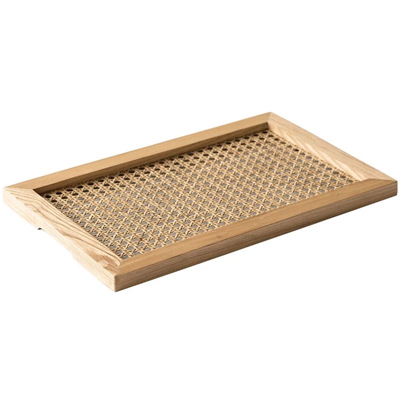 Household Japanese Rattan Wooden Storage Plate Nordic Tea Tray Breakfast Retro Decorations and Ornaments Tray