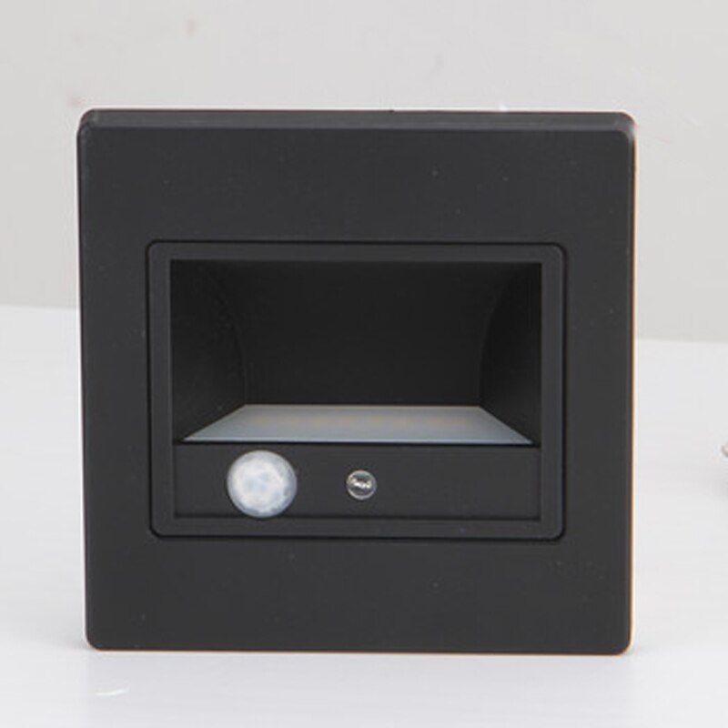 Square Wall Light PIR Motion Sensor LED Stair Lamp Round 3W Indoor Steps Ladder Stairway Corridor Wall Sconce Lighting