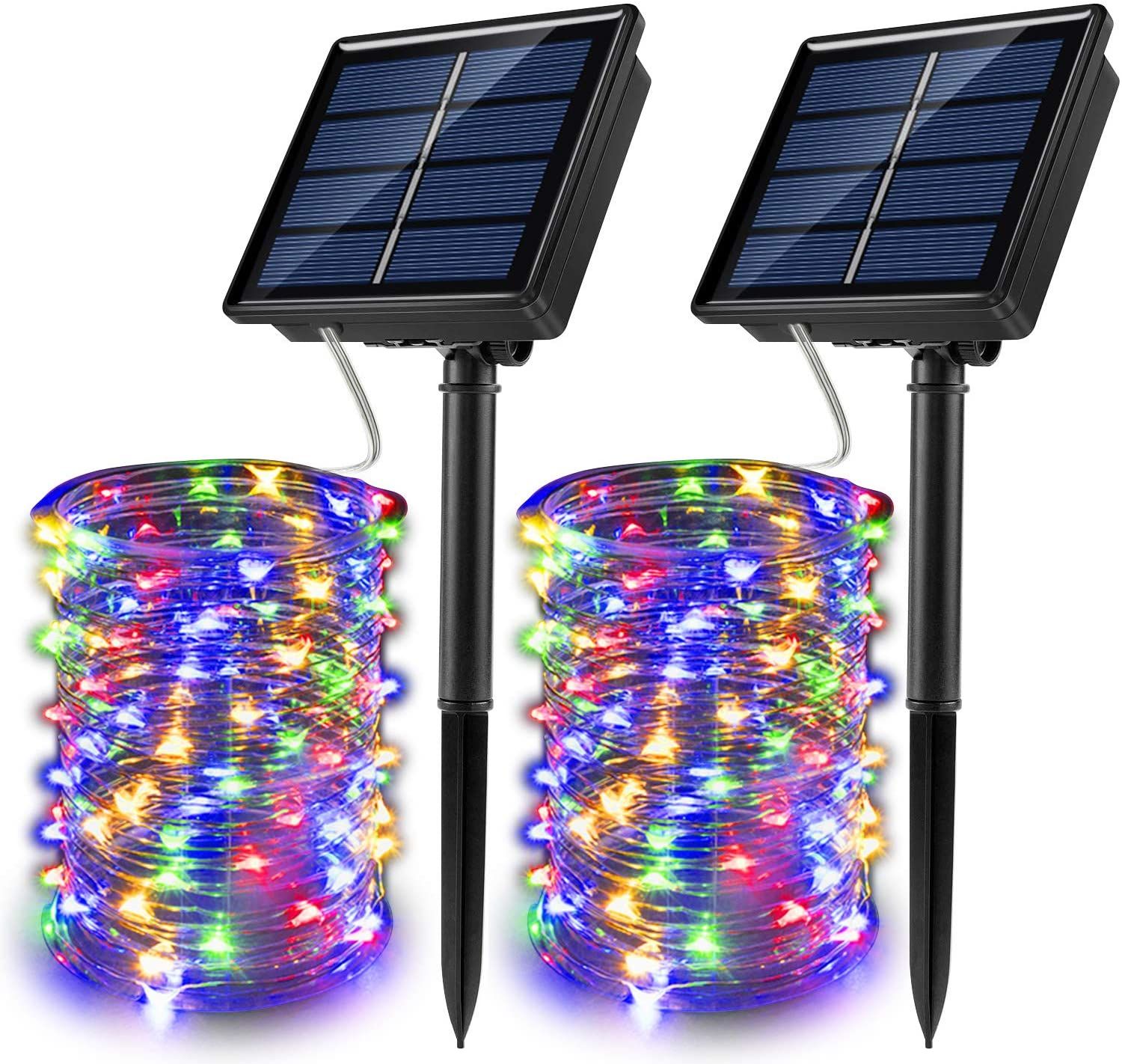 Led Outdoor Solar String Lights Fairy Holiday Christmas For Christmas, Lawn, Garden, Wedding, Party and Holiday(1/2Pack)--White--2Pack-20M 200LED
