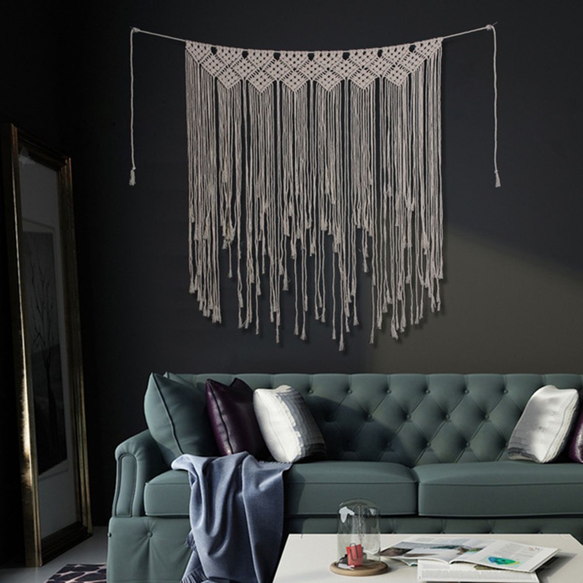Common Macrame Backdrop Curtain Hanging Wedding Hanger Cotton Wall Art Home Decor