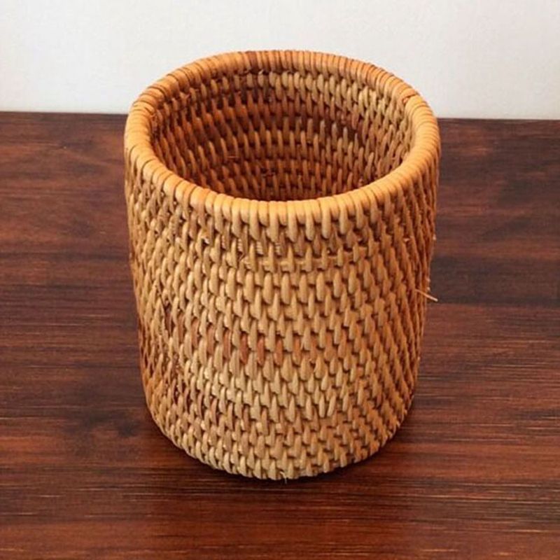 Rattan Chopsticks Tube Shovel Spoons Bucket Dinner Knives Forks Tableware Storage Box Home Storage Baskets Organizer A