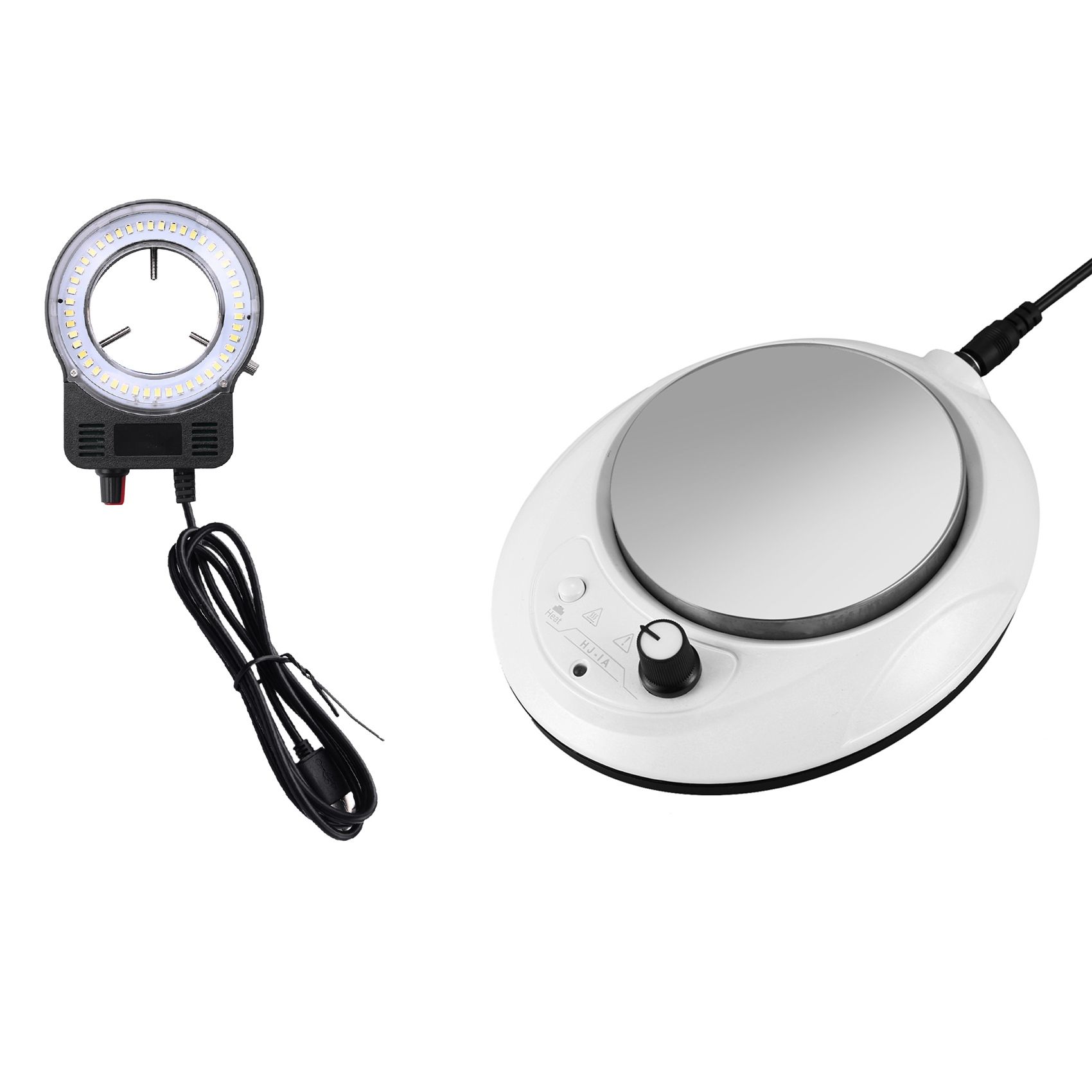 48 LED SMD USB Ring Light Illuminator Lamp with Magnetic Heating Stirrer Mini Magnetic Heating Agitator EU Plug