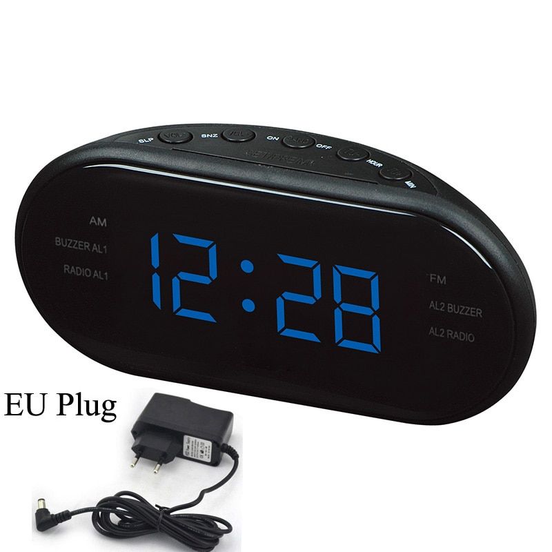 EAAGD LED Digital Alarm Clock AM/FM Radio with Dual Alarms Sleep & Snooze Function Outlet Powered Big Digit Display