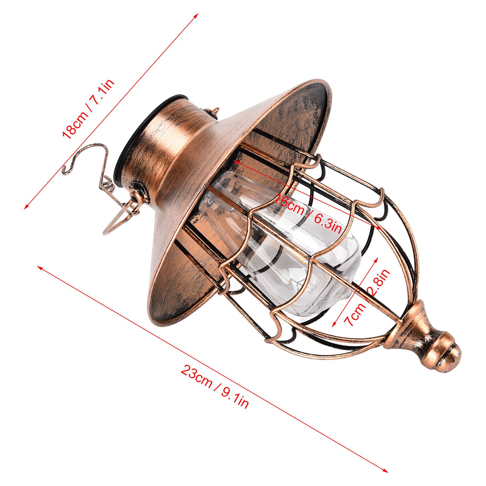 Outdoor Hanging Solar Lanterns Waterproof Metal Vintage Powered Lights for Garden Patio