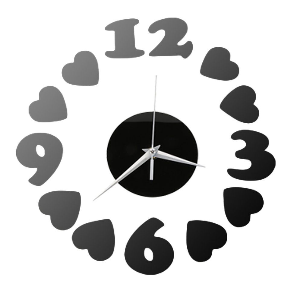 MA Modern DIY Wall Clock Heart Shape Sticker Home Office Decor Art Clock