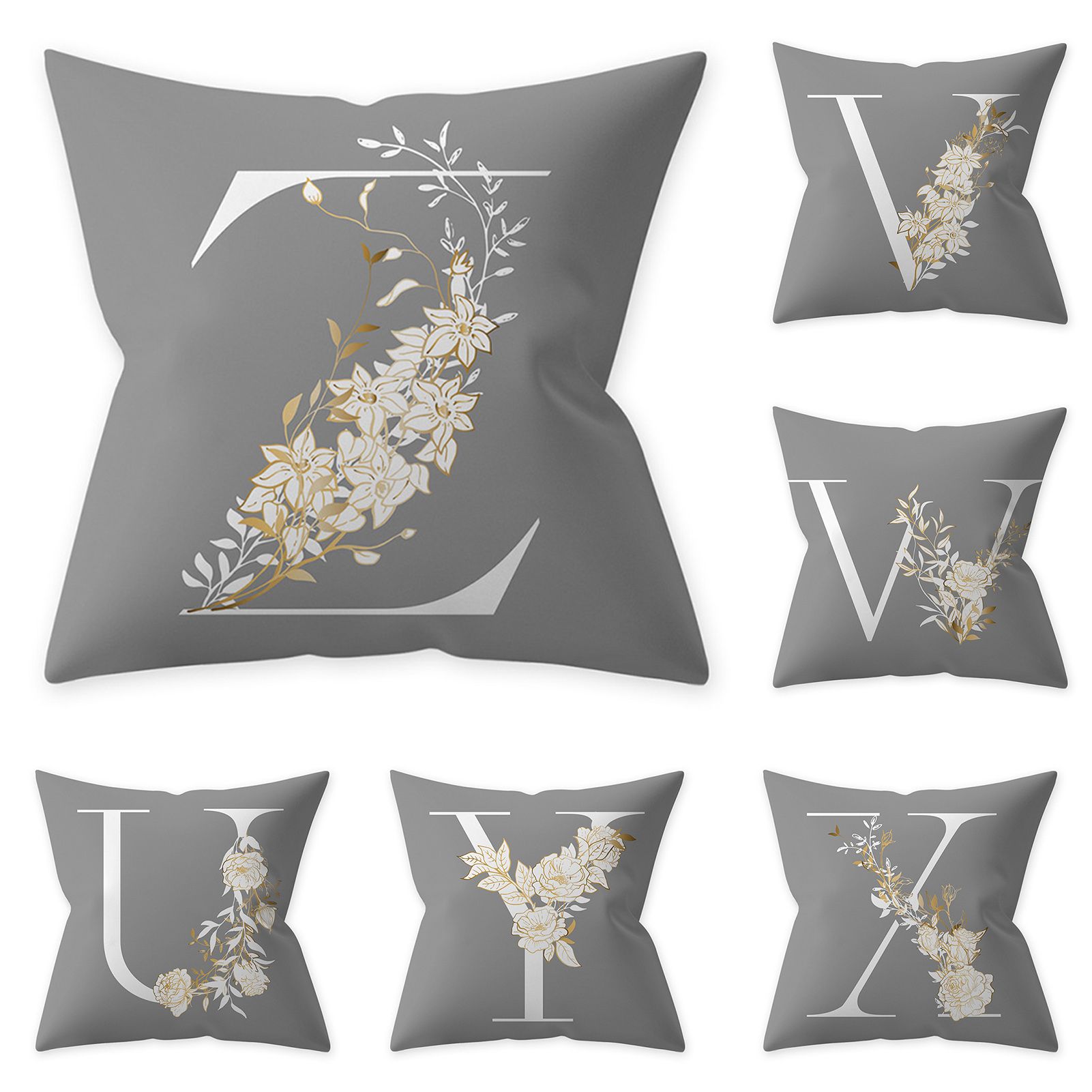 Pillow Case Adding Vitality Wrinkle-resistant Alphabet Flower Cushion Slipcover