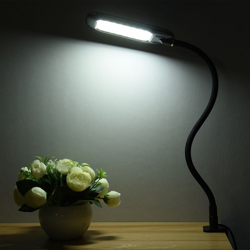 LED Clamp Lamp Full Spectrum By Home Concept Hi-Output , Dimmable, Energy Efficient 12W, for Paperwork,Reading, Knitting, Hobbies Black Color with Adjustable Goose-Neck US Plug