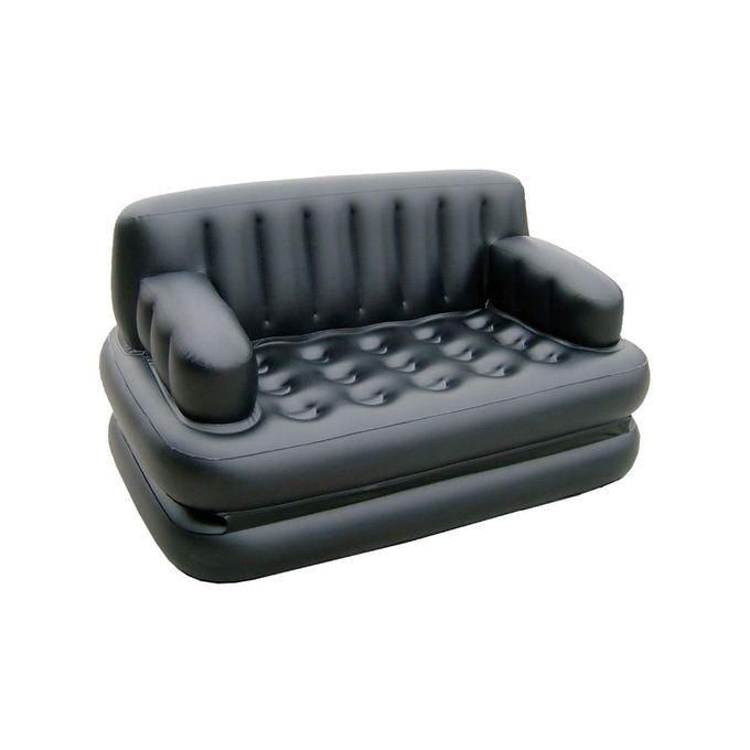 5-In-1 Inflatable Double Air Bed Cum Sofa - Black