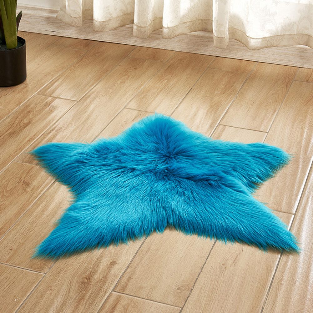 Yfashion Fluffy Floor Mat Door Mat Non-slip Living Room Carpet Foot Pad Pentagram Rug e Decor