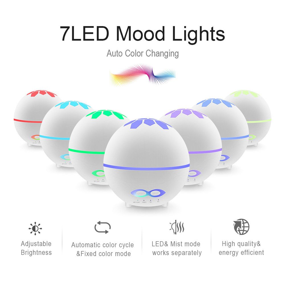 Yfashion 400ml  Diffuser Remote Control st Humidifier with 7 Colors Change Light for Bedroom e