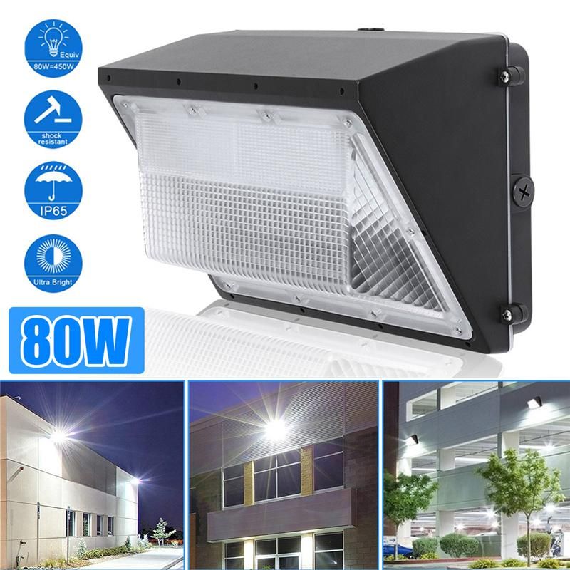 80W Wall Pack Light Fixture Industrial Security Garden Outdoor ETL DLC 11400LM