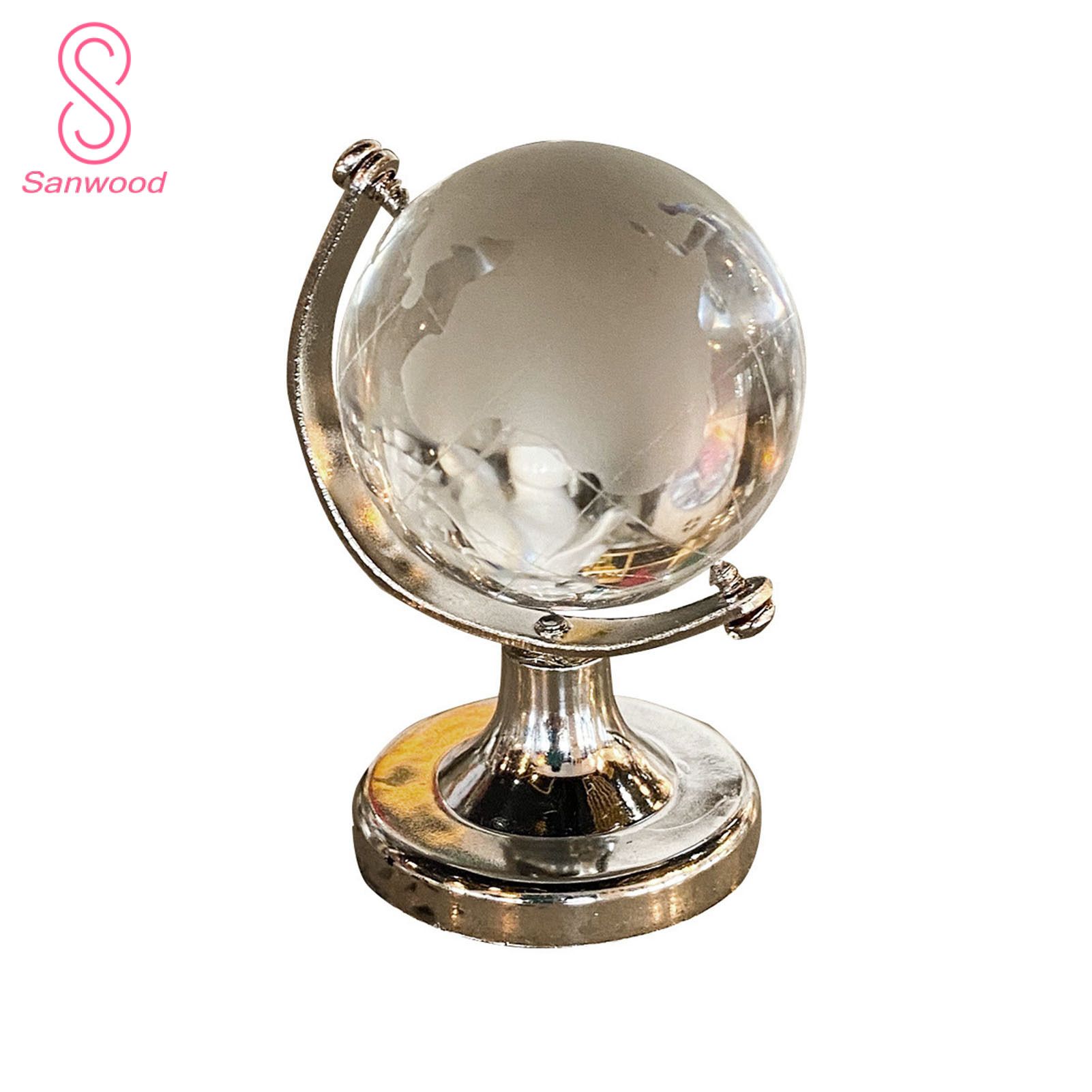 Round Earth Globe Delicate Practical Mini Artificial Crystal Sphere Ball for Office