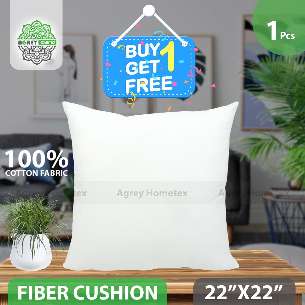Decorative Fiber Cushion_Cotton Fabric_White_(22"x22")