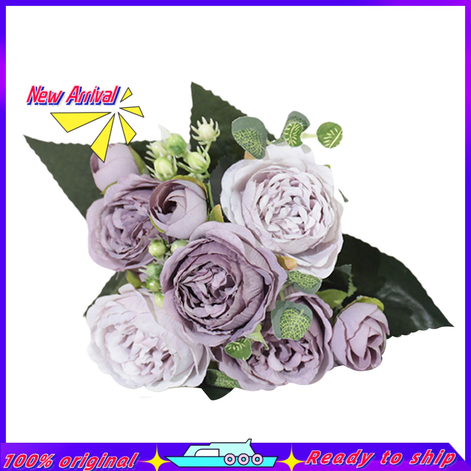 1 Bouquet Artificial Flower Vivid No Watering 5 Heads Tea Rose  Flowers Home Decor