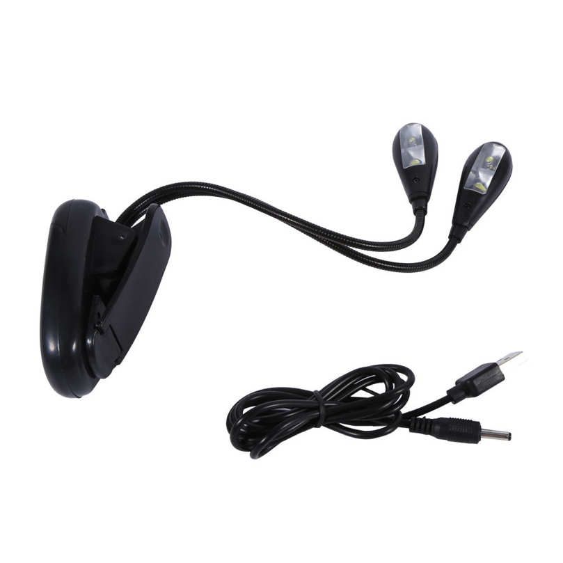 flexible table 2 dual arms clip on desk 4 led light for book reading