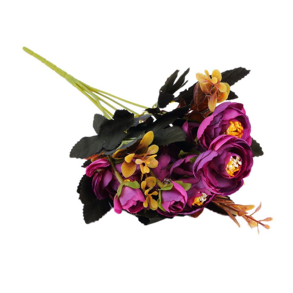 6 Head Artificial Flowers For Home Wedding Bridal Bouquet Decoration New