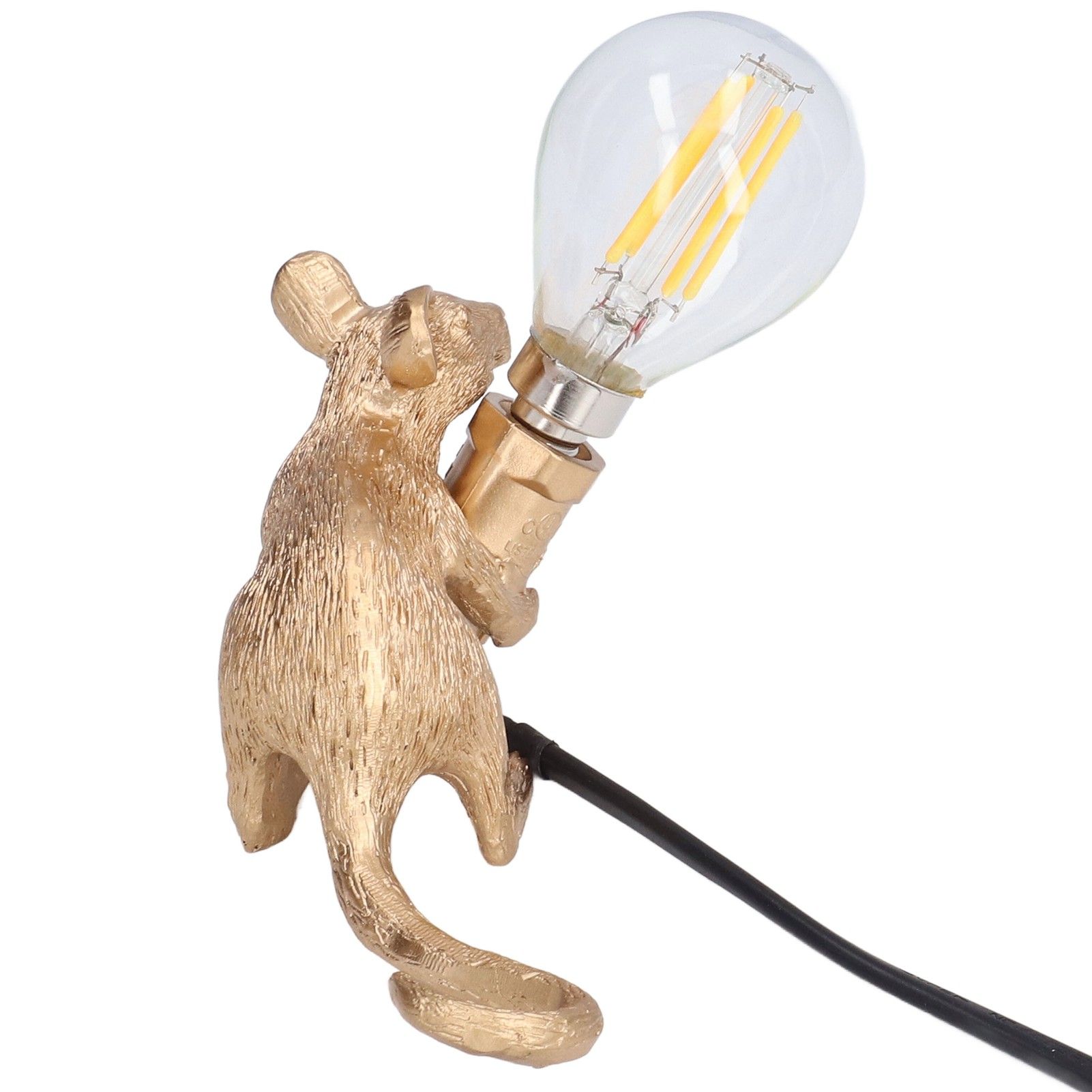 LED Bulb Rat Table Lamp Mouse Light Bedside Resin Home Office Desk Decor RH