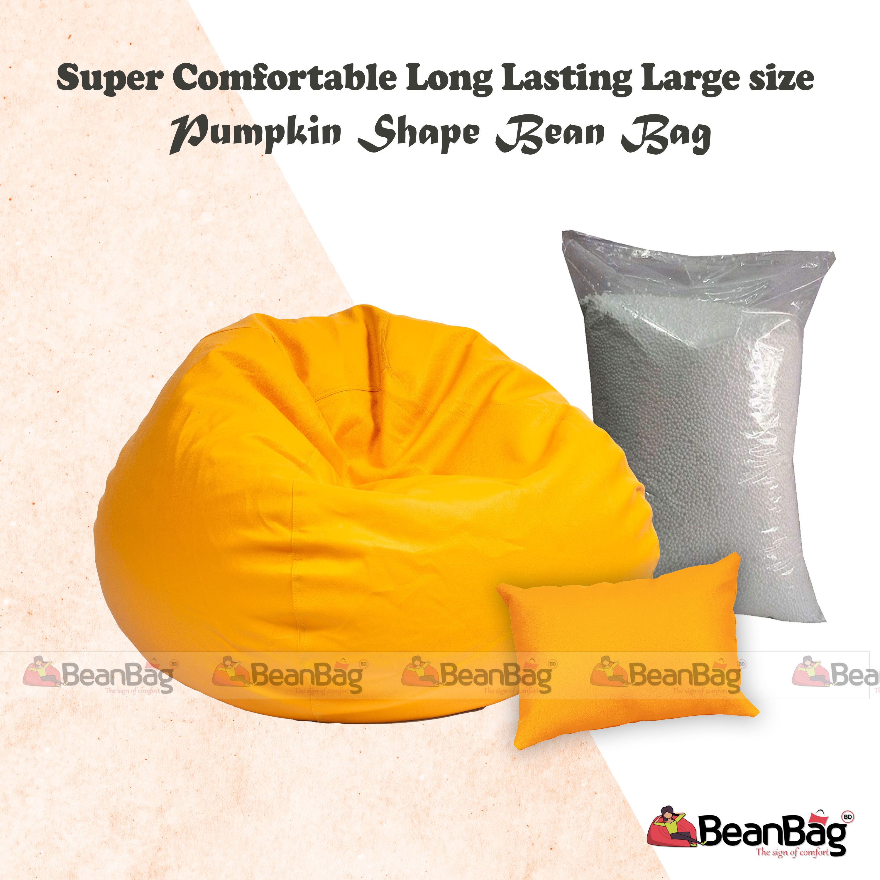 Visi Super Comfortable Lazy Bean Bag Sofa_Yellow