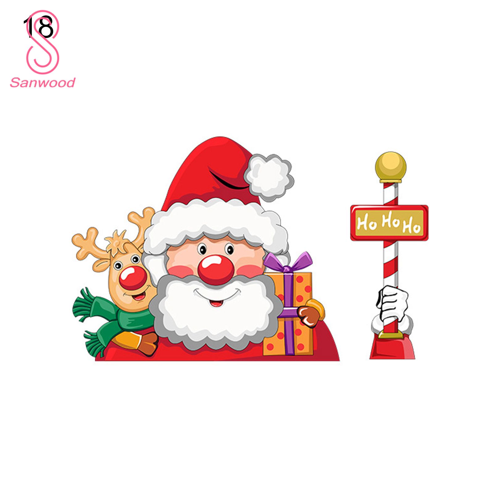 Windshield Decals Self-Adhesive Waving Santa Claus Car Stickers