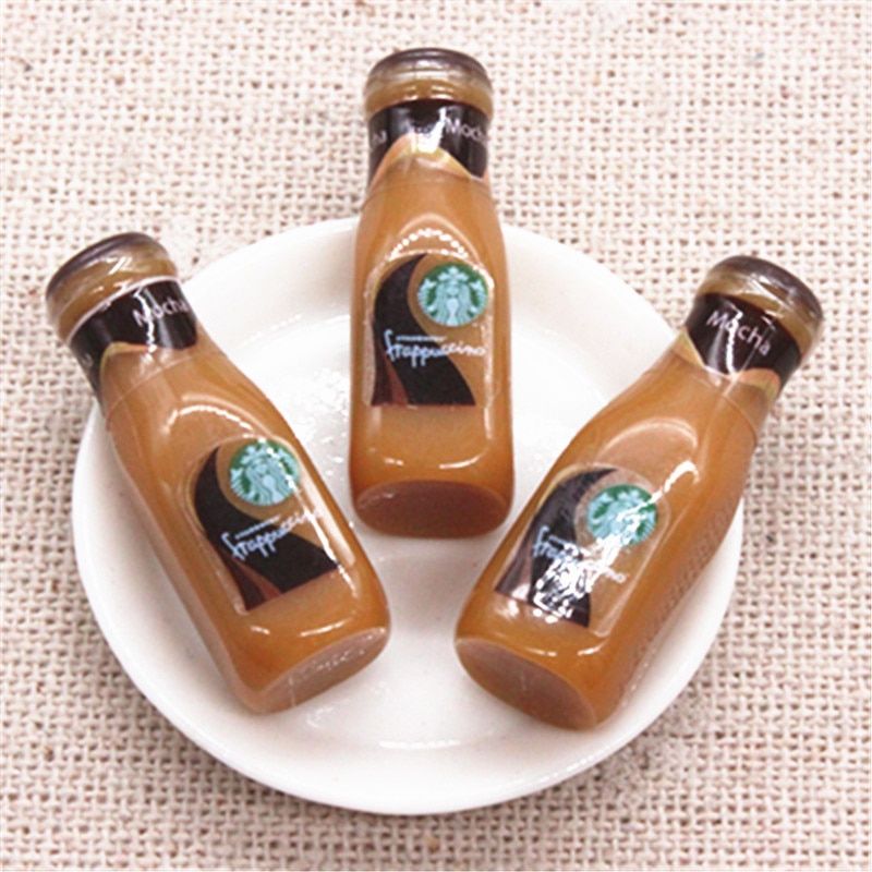 10pcs Cute Resin 3D Coffee Frappuccino Bottle Imitation Food DriMiniature Art Supply DIY Decoration Charm Craft,9*27mm