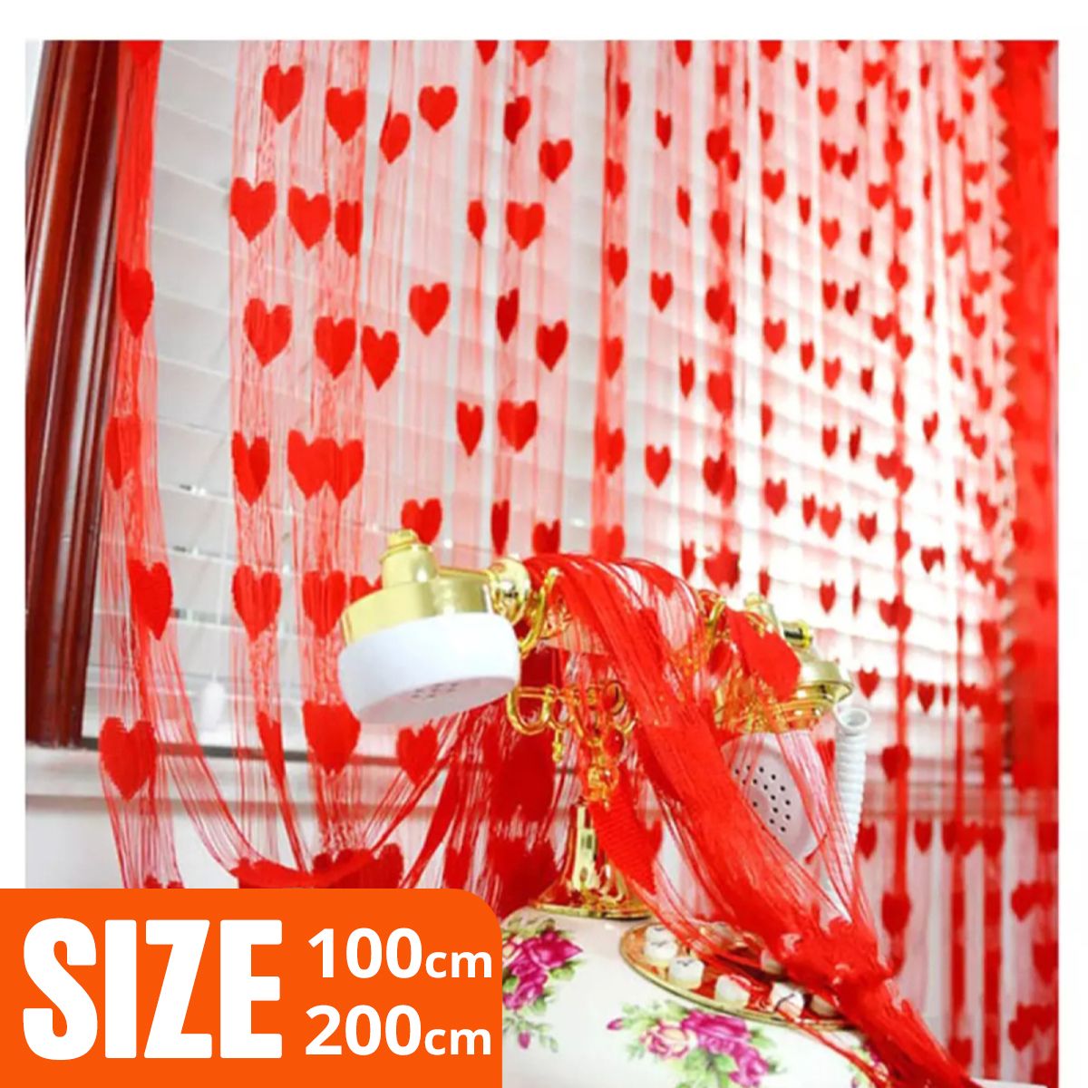 100*200cm Romantic Heart-shaped string sheer curtains for living room bedroom kitchen-2 piece