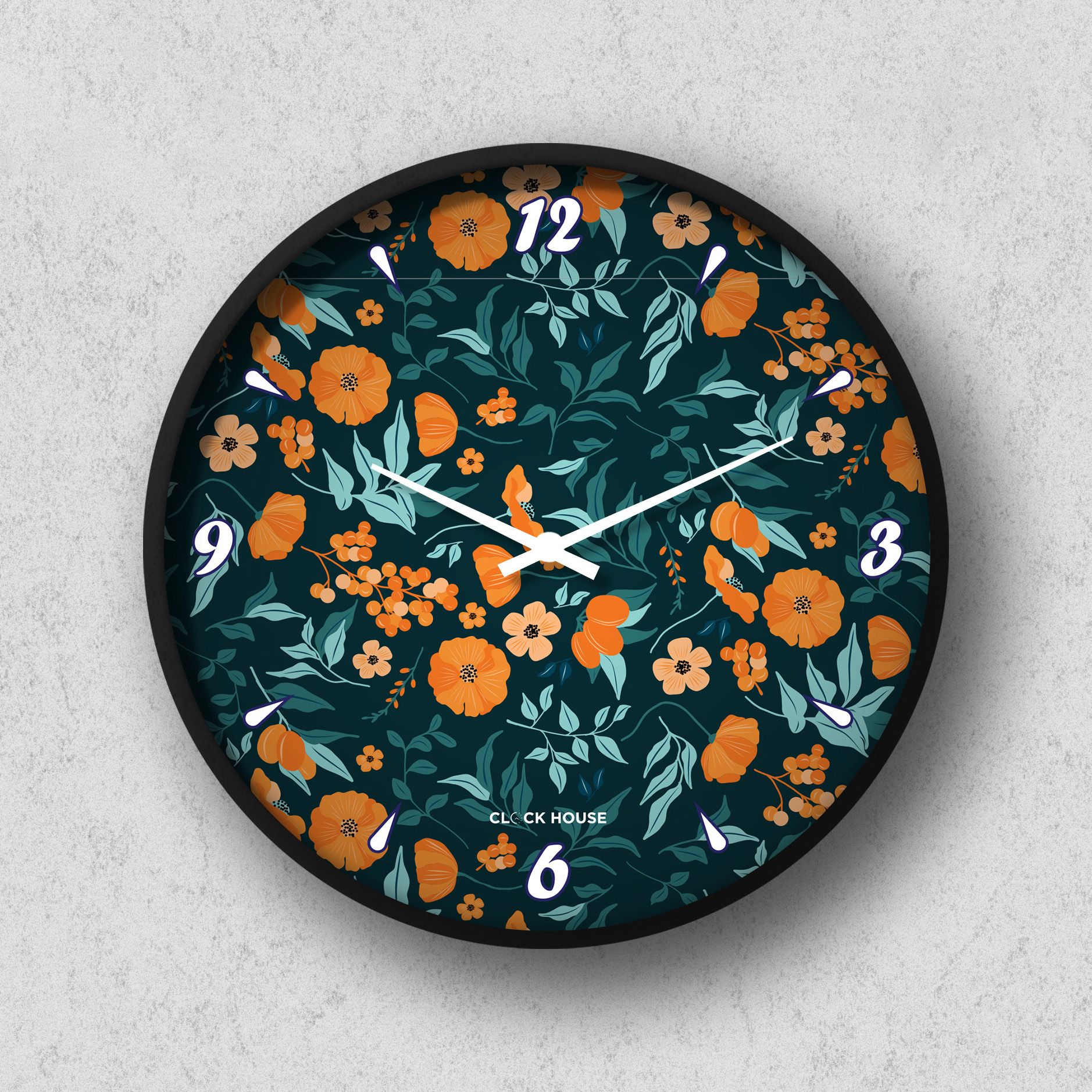Clock House BD Floral Wall Clock Multicolor with Battery