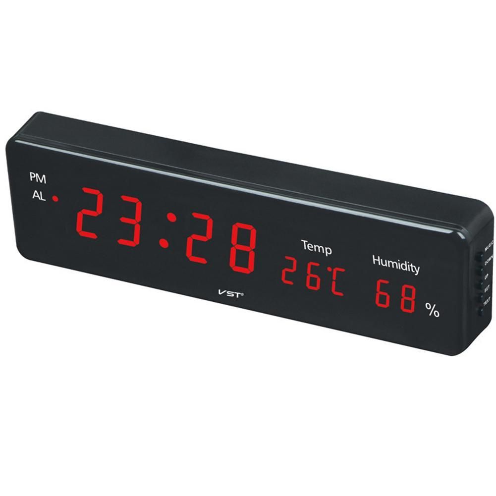 OIMG Electronic Led Digital Wall Clock With Temperature Humidity Display Home Clocks European Plug