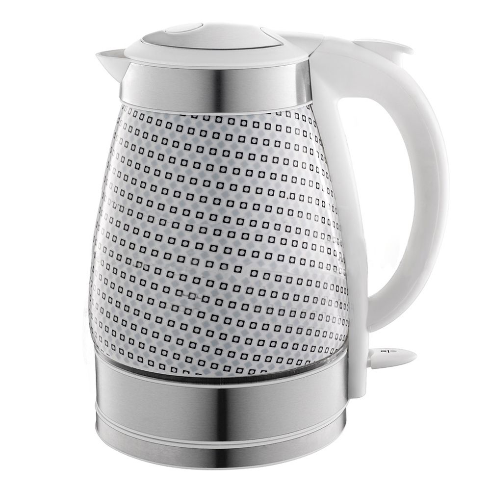 Yfashion Blue Light Ceramic Electric  Kettle Automatic Power-off Dry-burning Prevention Large-capacity Kettle color:white product specifications:Neutral European regulations