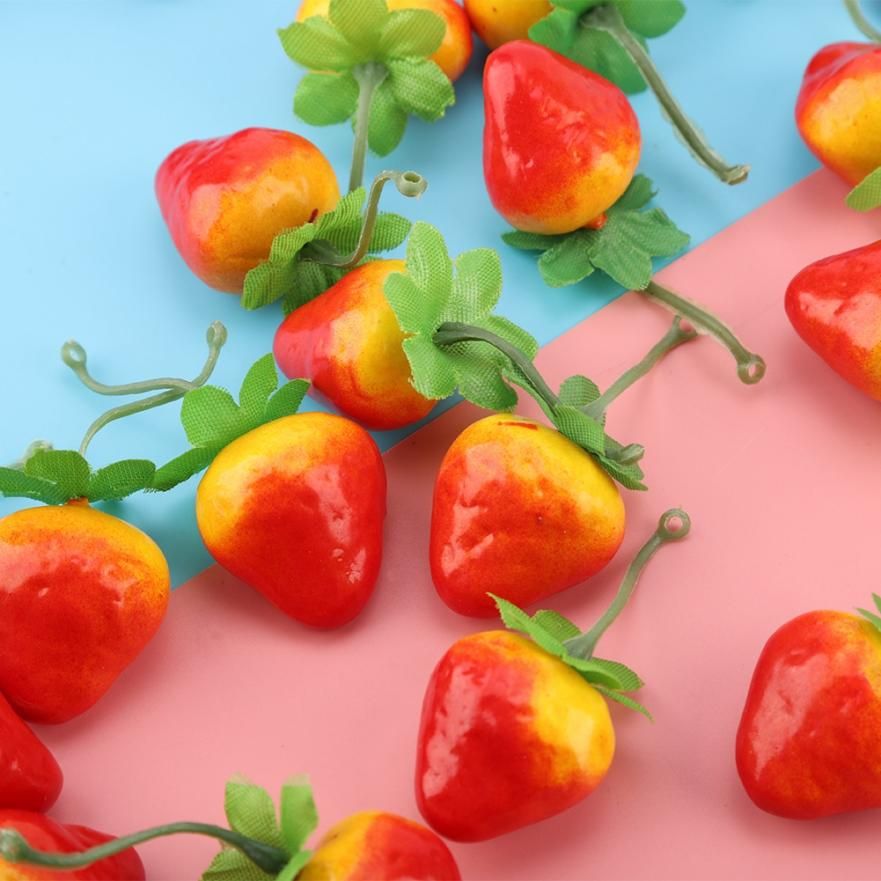 50Pcs Lovely Small Artificial Strawberry Fruit Festive Party Decor Home Decoration cessories